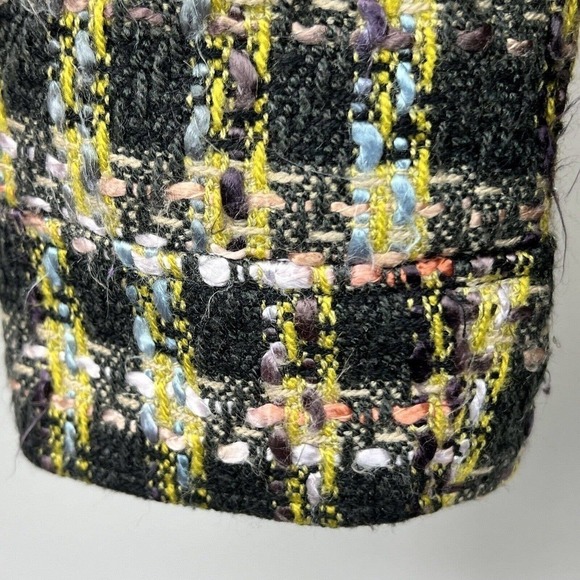 Millard Fillmore Green Houndstooth Tweed Cropped Blazer Jacket Size M - Picture 11 of 16